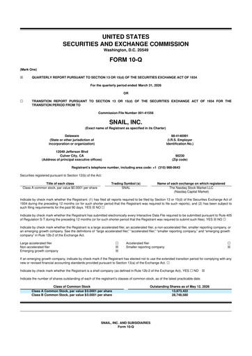 Thumbnail Snail Inc 10-Q Quarterly Report FY 
