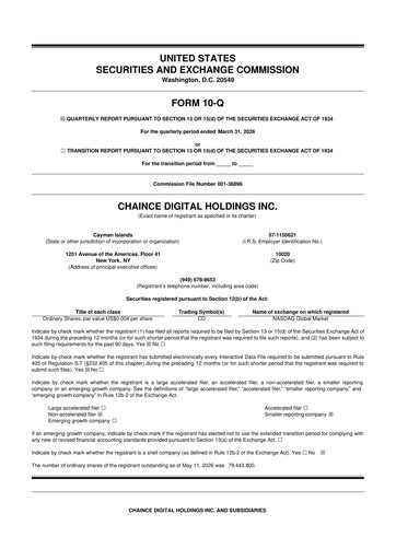 Vorschaubild Chaince Digital Holdings 10-Q Quartalsbericht  