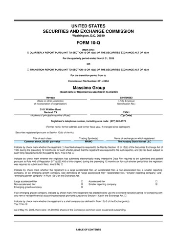 Thumbnail Massimo Motor 10-Q Quarterly Report FY 