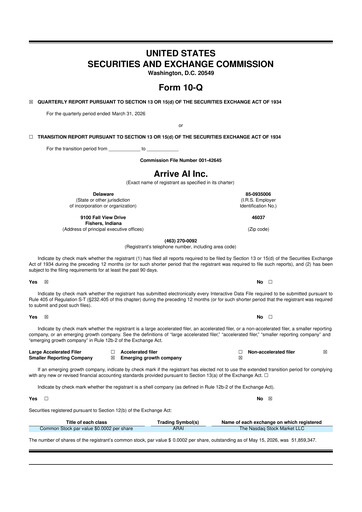 Miniature Arrive AI 10-Q Rapport trimestriel  