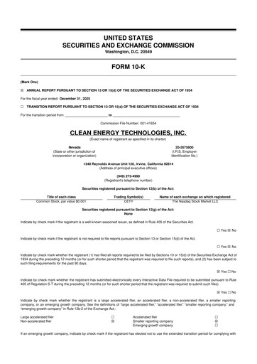 Vorschaubild Clean Energy Technologies 10-K Jahresbericht 2025