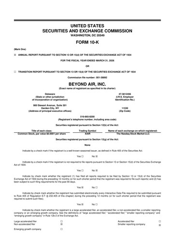 Thumbnail Beyond Air 10-K Annual Report 2026
