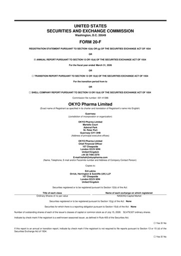 Thumbnail OKYO Pharma 20-F Annual Report 2026