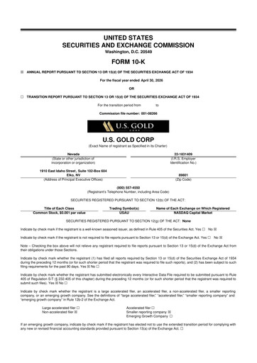 Thumbnail U.S. Gold Corp 10-K Annual Report 2026