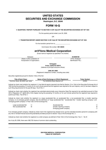 Thumbnail enVVeno Medical Corporation 10-Q Quarterly Report FY2026 