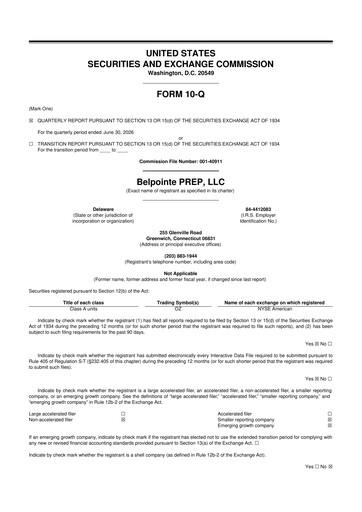 Miniature Belpointe PREP, LLC 10-Q Rapport trimestriel 2026 