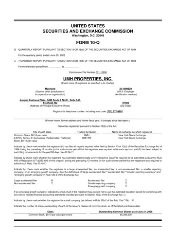 Thumbnail UMH Properties 10-Q Quarterly Report FY2026 