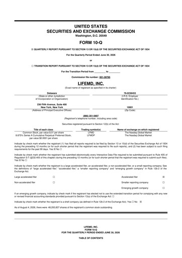 Miniature LifeMD 10-Q Rapport trimestriel 2026 