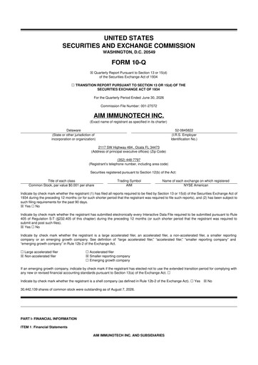 Thumbnail AIM ImmunoTech
 10-Q Quarterly Report FY2026 
