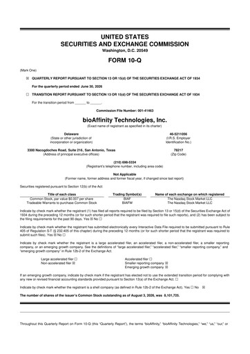 Thumbnail bioAffinity Technologies 10-Q Quarterly Report FY2026 