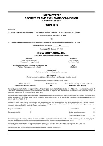 Thumbnail Immix Biopharma 10-Q Quarterly Report FY2026 