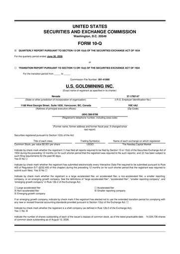 Thumbnail U.S. GoldMining 10-Q Quarterly Report FY2026 