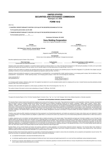 Thumbnail Venu Holding Corporation 10-Q Quarterly Report FY2026 