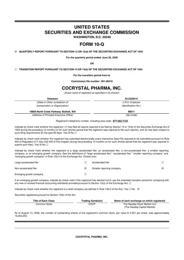 Thumbnail Cocrystal Pharma
 10-Q Quarterly Report FY2026 