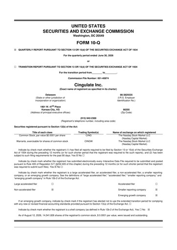 Thumbnail Cingulate 10-Q Quarterly Report FY2026 