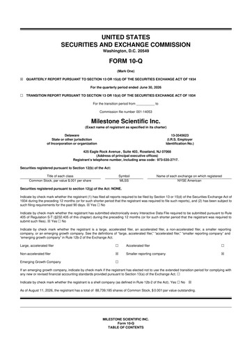 Thumbnail Milestone Scientific 10-Q Quarterly Report FY2026 