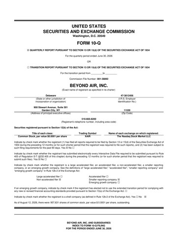Thumbnail Beyond Air 10-Q Quarterly Report FY2027 