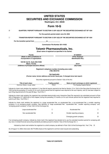 Thumbnail Telomir Pharmaceuticals 10-Q Quarterly Report FY2026 