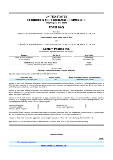 Thumbnail Lantern Pharma 10-Q Quarterly Report FY2026 