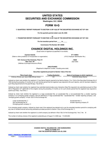 Thumbnail Chaince Digital Holdings 10-Q Quarterly Report FY2026 