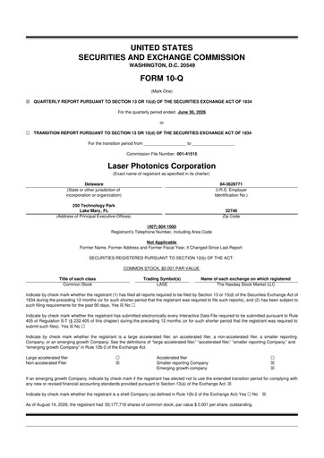 Vorschaubild Laser Photonics 10-Q Quartalsbericht 2026 