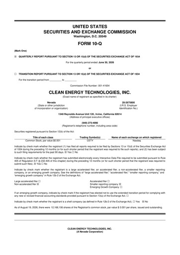 Miniature Clean Energy Technologies 10-Q Rapport trimestriel 2026 