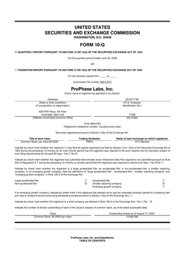 Thumbnail ProPhase Labs 10-Q Quarterly Report FY2026 