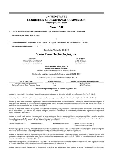 Thumbnail Ocean Power Technologies
 10-K Annual Report 2026