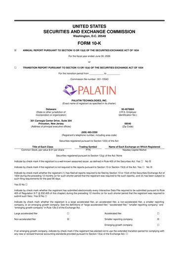 Thumbnail Palatin Technologies 10-K Annual Report 2026