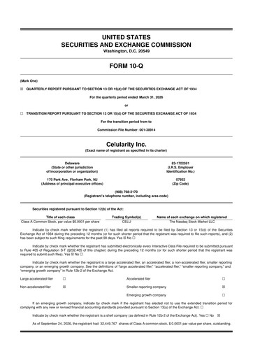 Thumbnail Celularity 10-Q Quarterly Report FY2026 Q1