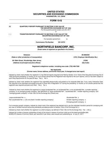 Thumbnail Northfield Bancorp 10-Q Quarterly Report FY2017 