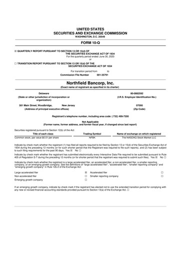 Thumbnail Northfield Bancorp 10-Q Quarterly Report FY2020 