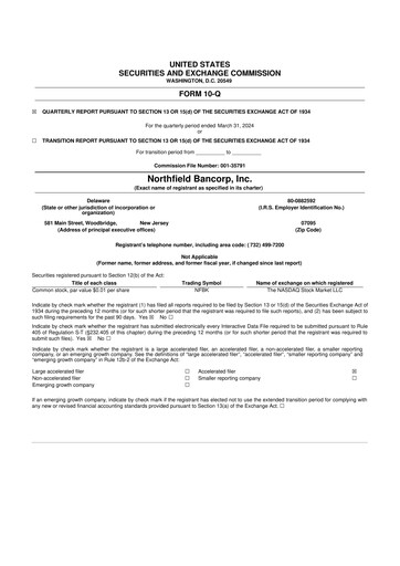 Thumbnail Northfield Bancorp 10-Q Quarterly Report FY2024 