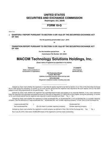 Miniature MACOM Technology Solutions 10-Q Rapport trimestriel 2016 