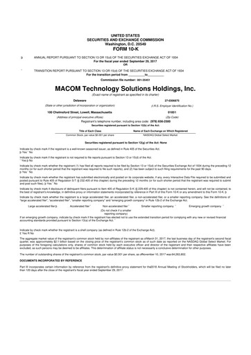 Thumbnail MACOM Technology Solutions 10-K Annual Report 