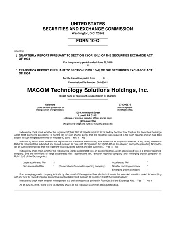 Miniature MACOM Technology Solutions 10-Q Rapport trimestriel 2018 