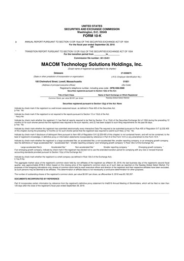 Thumbnail MACOM Technology Solutions 10-K Annual Report 