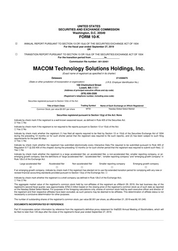 Thumbnail MACOM Technology Solutions 10-K Annual Report 