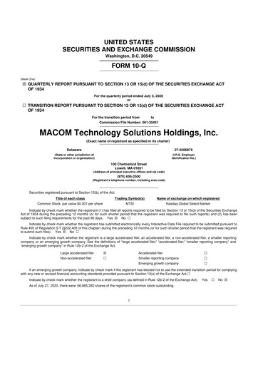 Miniature MACOM Technology Solutions 10-Q Rapport trimestriel 2020 