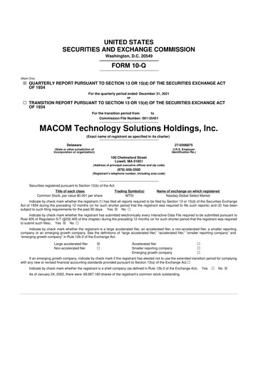 Miniature MACOM Technology Solutions 10-Q Rapport trimestriel 2022 