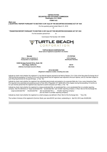 Thumbnail Turtle Beach Corp
 10-Q Quarterly Report FY2016 