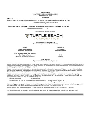 Thumbnail Turtle Beach Corp
 10-Q Quarterly Report FY2017 