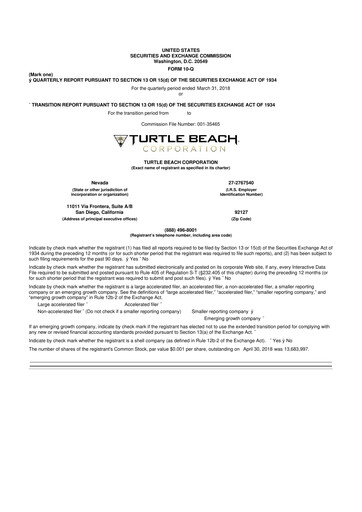 Thumbnail Turtle Beach Corp
 10-Q Quarterly Report FY2018 
