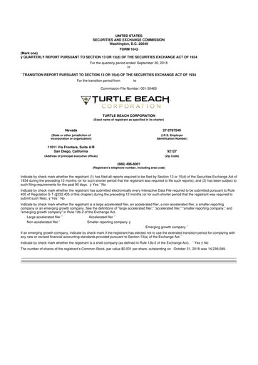 Thumbnail Turtle Beach Corp
 10-Q Quarterly Report FY2018 