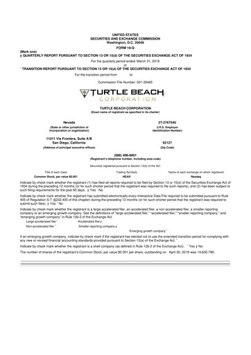 Thumbnail Turtle Beach Corp
 10-Q Quarterly Report FY2019 
