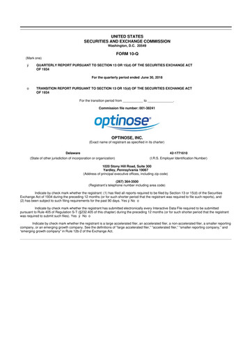 Thumbnail OptiNose 10-Q Quarterly Report FY2018 