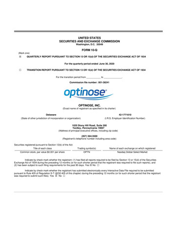 Thumbnail OptiNose 10-Q Quarterly Report FY2020 