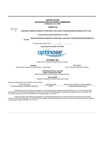 Thumbnail OptiNose 10-Q Quarterly Report FY2023 