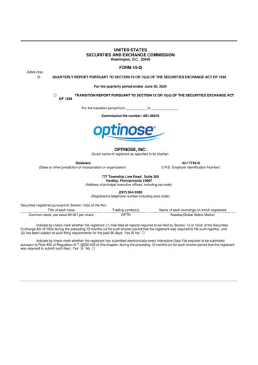 Thumbnail OptiNose 10-Q Quarterly Report FY2024 