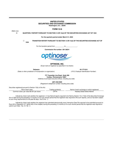 Thumbnail OptiNose 10-Q Quarterly Report FY2025 